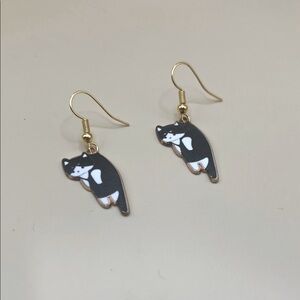 Charming Black and White Cat Earrings